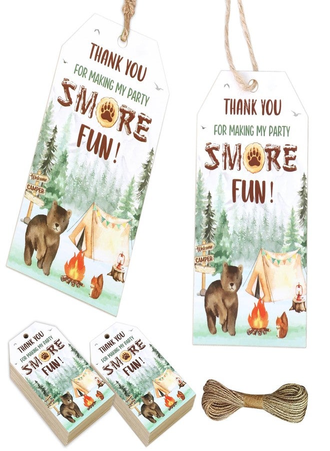 Serencatcher Smore Thank You Tags, Camping Adventure Party Favors with 50pcs Camping Theme Thank You Paper Tags, Campfire Bonfire Thank You Tags for Birthday Baby Shower Party - Image 1